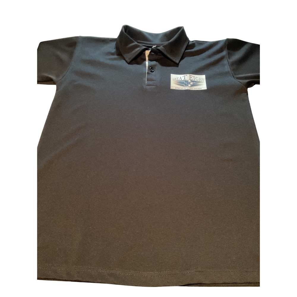 Great Eight African Hunting Safaris Polo‎ Shirt Black Mens Size L